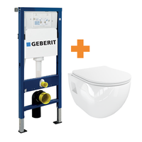 Linie Waldo hangend toilet hoogglans wit open spoelrand met Geberit Duofix inbouwreservoir