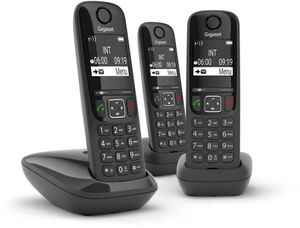 Gigaset AS690A Trio DECT draadloze telefoon, met 2 extra handsets, zwart