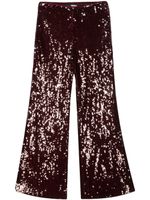 ROTATE BIRGER CHRISTENSEN pantalon évasé brodé de sequins à taille haute - Rouge