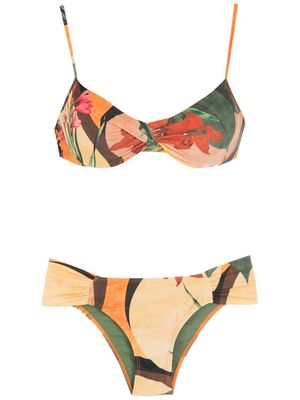 Lygia & Nanny bikini Vitória à imprimé feuillage - Jaune