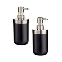 Berilo Zeeppompje/dispenser - 3x - 17 cm - RVS/kunststof - zwart/zilver - 350 ml - navulbaar - keuke