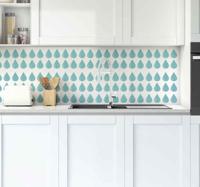 Turquoise druppels Muursticker keuken