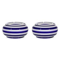 2x Blauw/witte ronde terras asbakken/stormasbakken 23 cm - thumbnail