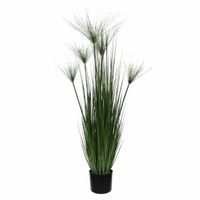Kunstgras/gras kunstplant met papyrus pluimen - groen H127 x D17 cm - op stevige plug