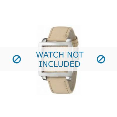 Armani horlogeband AR-5813 Leder Cream wit 24mm