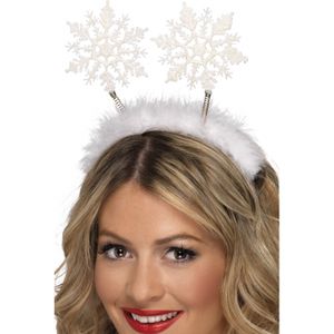 2x stuks kerst diadeem/tiara met sneeuwvlokken