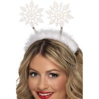 2x stuks kerst diadeem/tiara met sneeuwvlokken - thumbnail