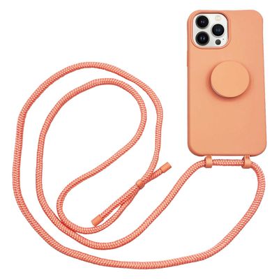 Høyde - iPhone 13 Pro - Telefoonhoes met koord + Socket houder - Oranje