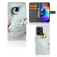 Xiaomi Redmi Note 12 Pro Plus Telefoonhoesje met Pasjes Witte Kat - thumbnail