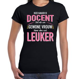 Gewone vrouw / docent cadeau t-shirt zwart voor dames