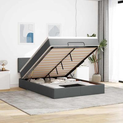 Bed met matras 140x190 cm stof donkergrijs