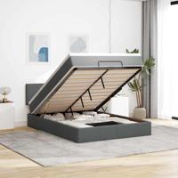 Bed met matras 140x190 cm stof donkergrijs