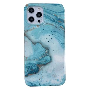 iPhone 13 Pro hoesje - Backcover - Softcase - Marmer - Marmerprint - TPU - Turquoise/Groen