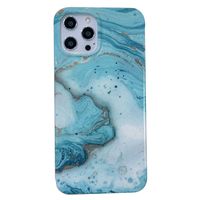 iPhone 13 Pro hoesje - Backcover - Softcase - Marmer - Marmerprint - TPU - Turquoise/Groen - thumbnail