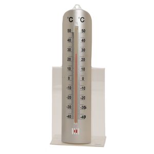 Binnen/buiten thermometer RVS look 26 x 6 cm