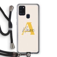 Amber Script: Samsung Galaxy A21s Transparant Hoesje met koord