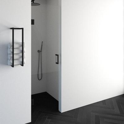 BRAUER Void nisdeur helder glas 60x200 omkeerbaar incl. glascoating mat zwart GS-VON1H60200MZ