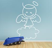 Sticker tekening engeltje op wolk