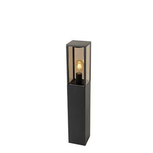 QAZQA Staande buitenlamp zwart met smoke 80 cm IP44 - Charlois