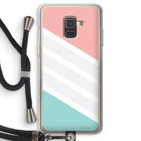 Strepen pastel: Samsung Galaxy A8 (2018) Transparant Hoesje met koord