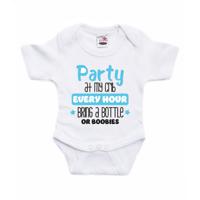 Baby rompertje - party at my crib - blauw - kraam cadeau - babyshower - cadeau romper - thumbnail