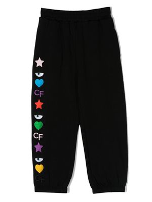 Chiara Ferragni Kids pantalon à logo brodé - Noir