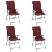 VidaXL Stoelkussens 4 st hoge rug 120x50x4 cm stof gemêleerd wijnrood