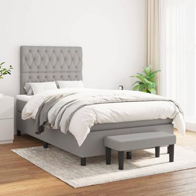 Boxspring met matras stof lichtgrijs 120x200 cm