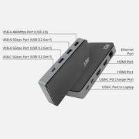 ACT USB-C 4K MST dockingstation voor 2 HDMI-monitoren, Ethernet, USB-C, 3x USB-A, PD passthrough en 1 meter lange afneembare USB-C-kabel - thumbnail