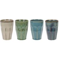 Koffiekopjes - porselein - multi kleuren - set 4x stuks - 330 ml