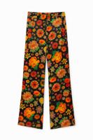 Gebloemde broek met wijde pijpen - BLACK - 42