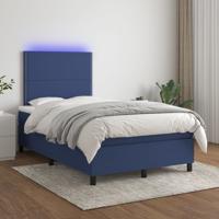 Boxspring met matras en LED stof blauw 120x200 cm