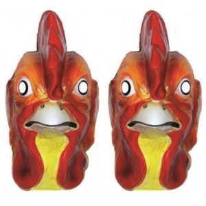 2x stuks plastic hanen/kippen dieren maskers voor volwassenen