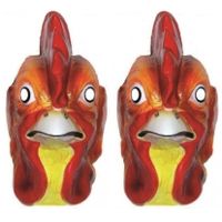 2x stuks plastic hanen/kippen dieren maskers voor volwassenen