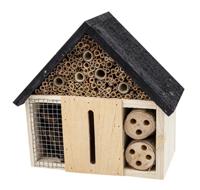 Degelijke houten Insectenhotel in huisvorm 18x10x21cm