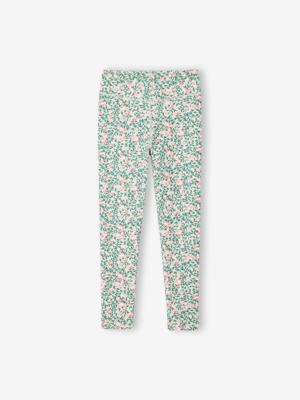 Gedrukte bloemen sport legging voor meisjes ecru