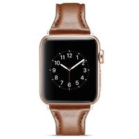 Apple Watch Series 9/8/SE (2022)/7/SE/6/5/4/3/2/1 Slanke leren band - 41 mm/40 mm/38 mm - Koffie