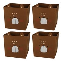 4x stuks opbergmand vilt kinderkamer - dieren thema beer - 32 x 32 x 32 cm