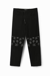 Broek met gebloemde details - BLACK - 32