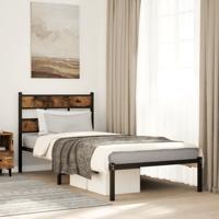 Bedframe zonder matras metaal gerookt eikenkleurig 90x190 cm