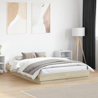 Bedframe bewerkt hout sonoma eikenkleurig 135x190 cm