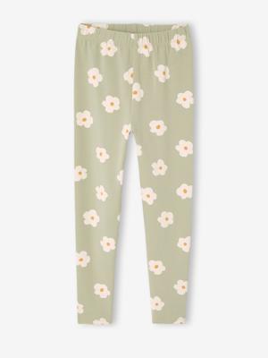 Bedrukte legging voor meisjes amandelgroen