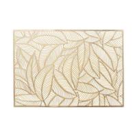 Placemat Nissa - 6x - goud blad motief - 30 x 45 cm - onderlegger