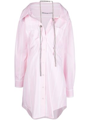 Alexander Wang robe-chemise ornée de cristaux à épaules dénudées - Rose