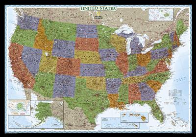 Wandkaart 22081 USA United States - Decorator | 110 x 77 cm | National Geographic