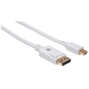 Manhattan 324748-CG DisplayPort-kabel Mini-displayport / DisplayPort Adapterkabel Mini DisplayPort-stekker, DisplayPort-stekker 2.00 m Wit