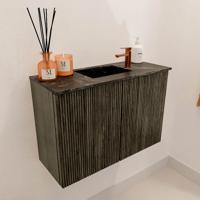 Toiletmeubel Mondiaz Joya Dlux | 60 cm | Meubelkleur Shadow | Faye wastafel Lava Wasbak Midden | 1 kraangat