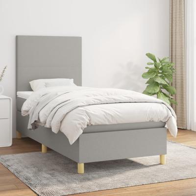 Boxspring met matras stof lichtgrijs 80x200 cm