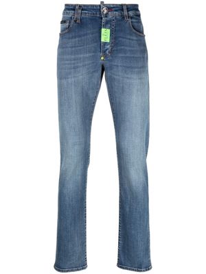 Philipp Plein jean droit à patch logo - Bleu