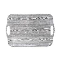 Dienblad/serveer tray - hout motief - grijs - kunststof - 42 x 29 cm - thumbnail
